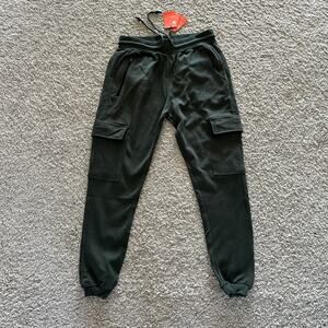 Men's YoungLA, Cargo Drawstring Joggers, L, NWT, ForestGreen